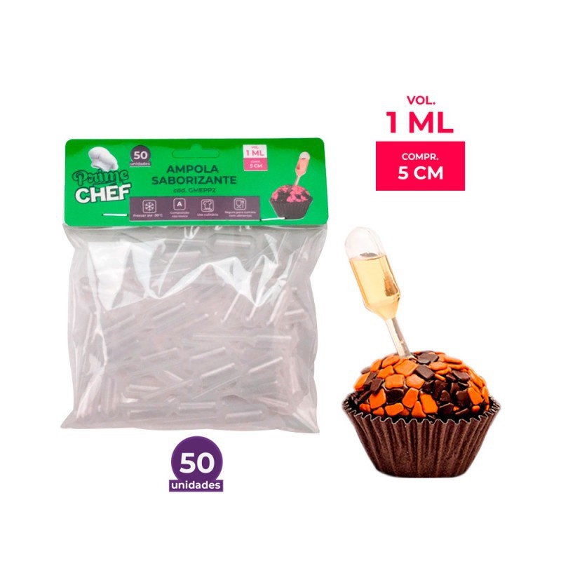 Ampola Saborizante Cilindro 1ml /2cm Com 50 Unidades GMEPP2 Prime Chef