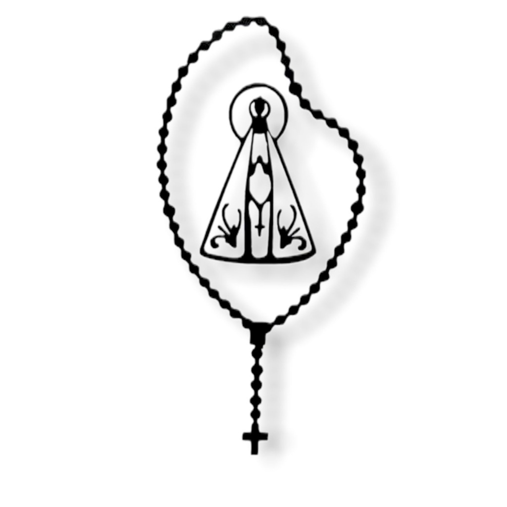 Adesivo Para Carro N Senhora Aparecida Terço Preto 8x4cm