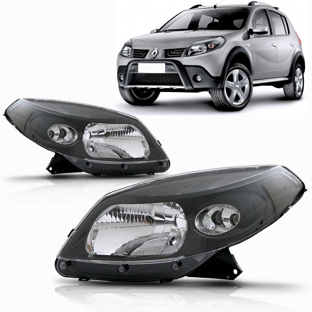 Farol Sandero 2007 2008 2009 2010 2011 Máscara Negra em Oferta na Shopee