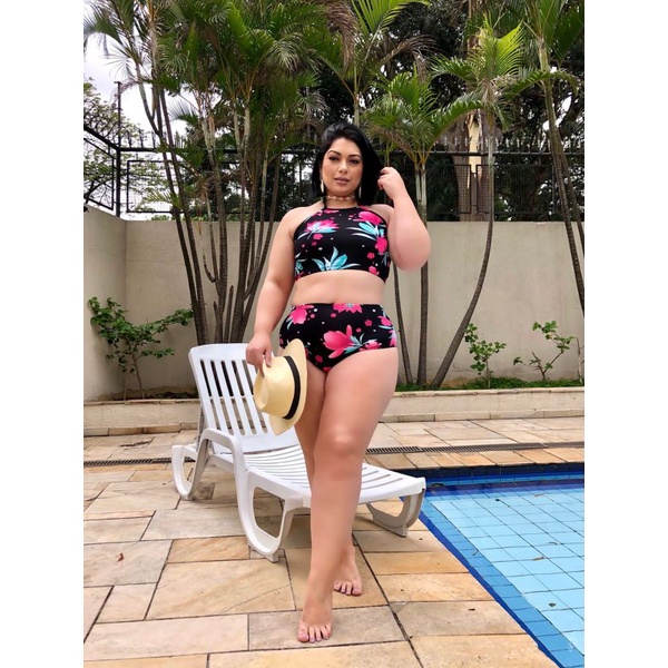 BIQUÍNI FEMININO CINTURA ALTA PLUS SIZE COM FORRO ( M / G / GG / EXG/ G1/ G2 - 36 AO 56 )9