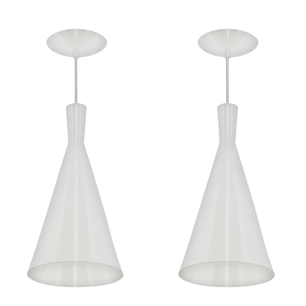 2 Pendentes Tom Dixon Funil Corneta Branco com Branco