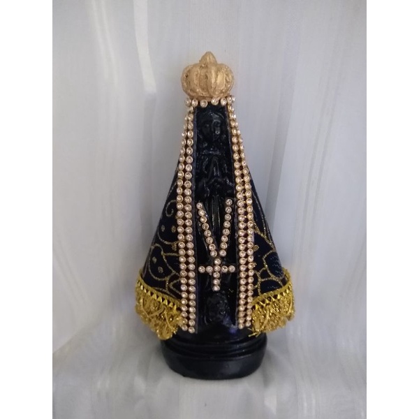 Imagem Nossa Senhora Aparecida 16cm manto de veludo brilhos e strass/Nossa senhora Aparecida