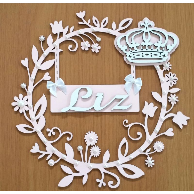 Guirlanda Porta Maternidade Coroa menina personalizada