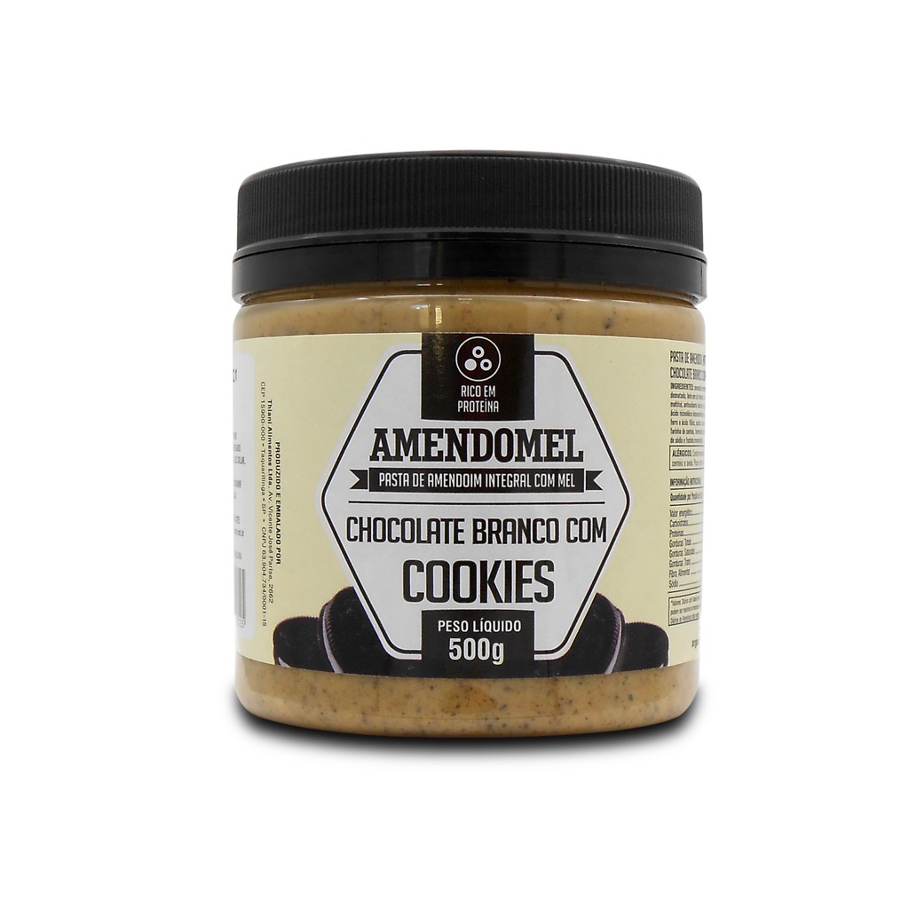 Pasta de Amendoim - Chocolate Branco com Cookies - Amendomel