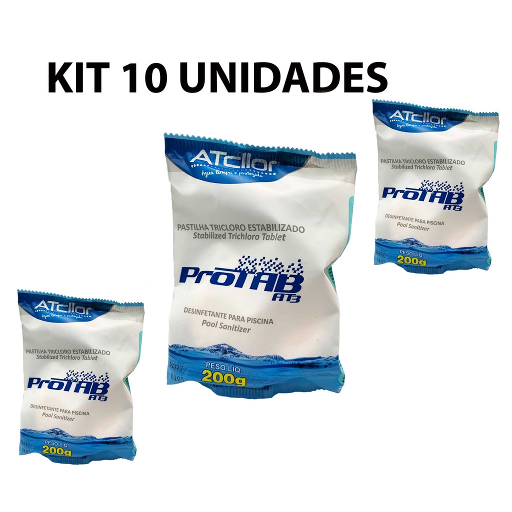 Kit 10 Pastilha Cloro Para Flutuador Limpeza Piscina