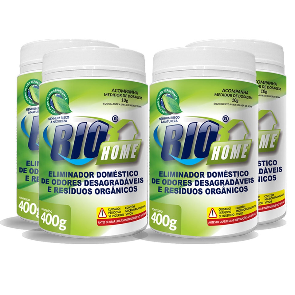 Limpa Fossa, Caixa de Gordura e Ralos - BioHome 400g - Kit com 4