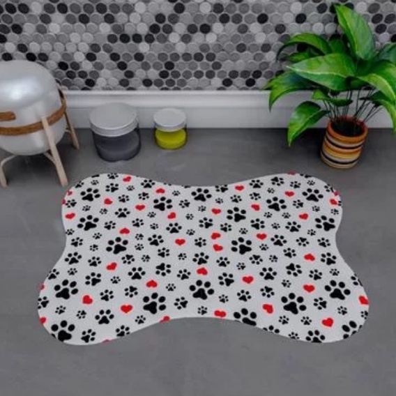 Tapete Pet Patinha Para Comedouro Osso 46x30