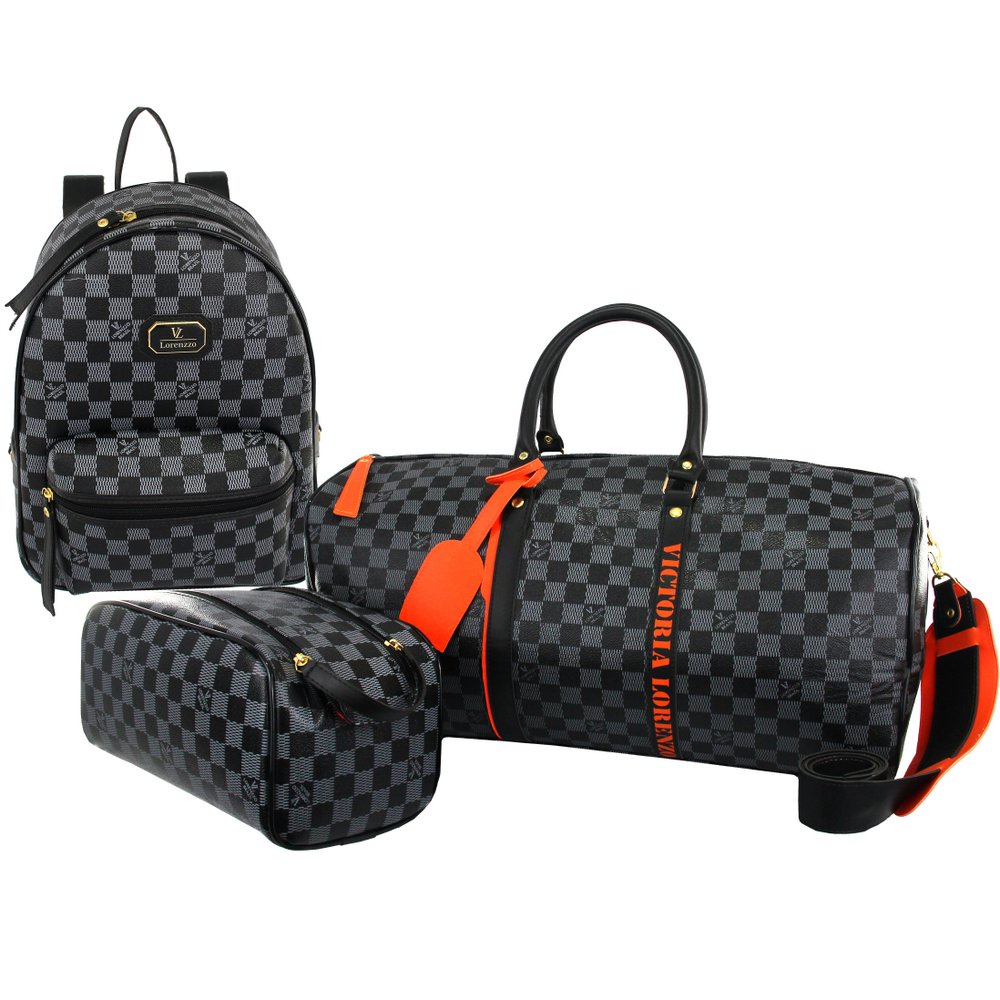 Kit 3 Preto Luxo Mala + Mochila + Necessaire Casual Viagens Passeios