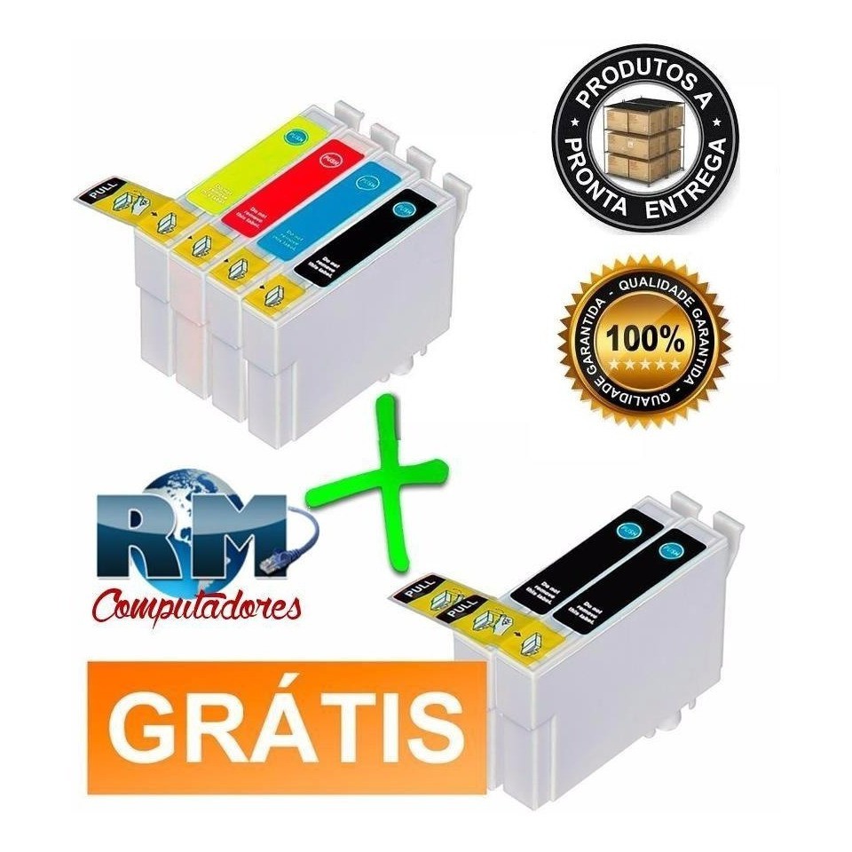 Kit C/06 Cartuchos Para Epson Tx125 Tx133 Tx135 Compatível