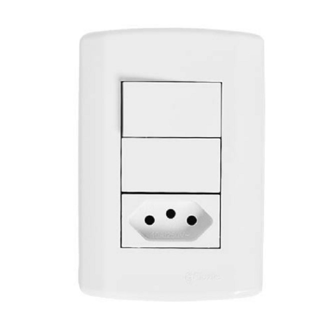 Interruptor 1 Sessão com Tomada Simples 10A com espelho Pluzi