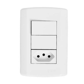 Interruptor 1 Sessão com Tomada Simples 10A com espelho Pluzi