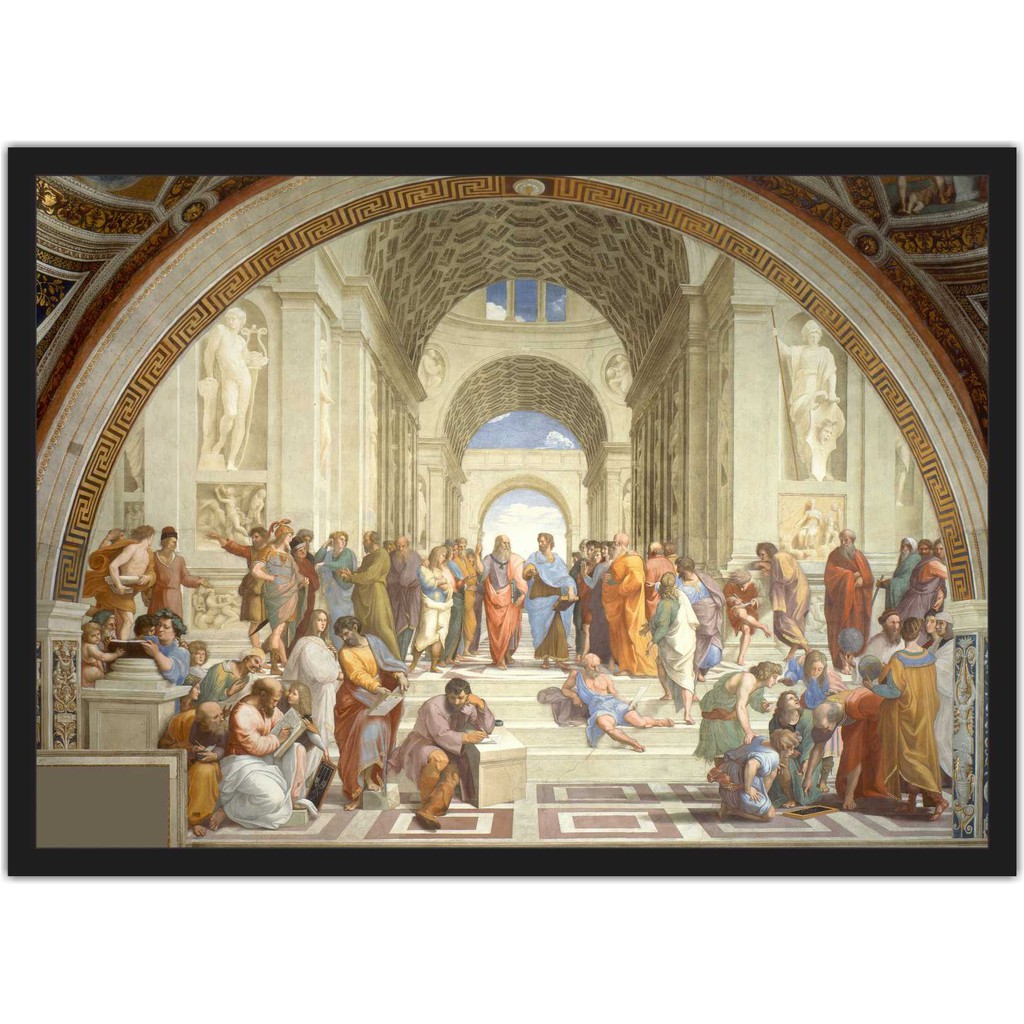 Quadro Decorativo Filosofia Escola De Platão Decorações Com Moldura T001 M