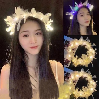 CM LED Pena Coroa Bandana Tiara Festa Aniversário Luminosa Cocar Acender Anjo