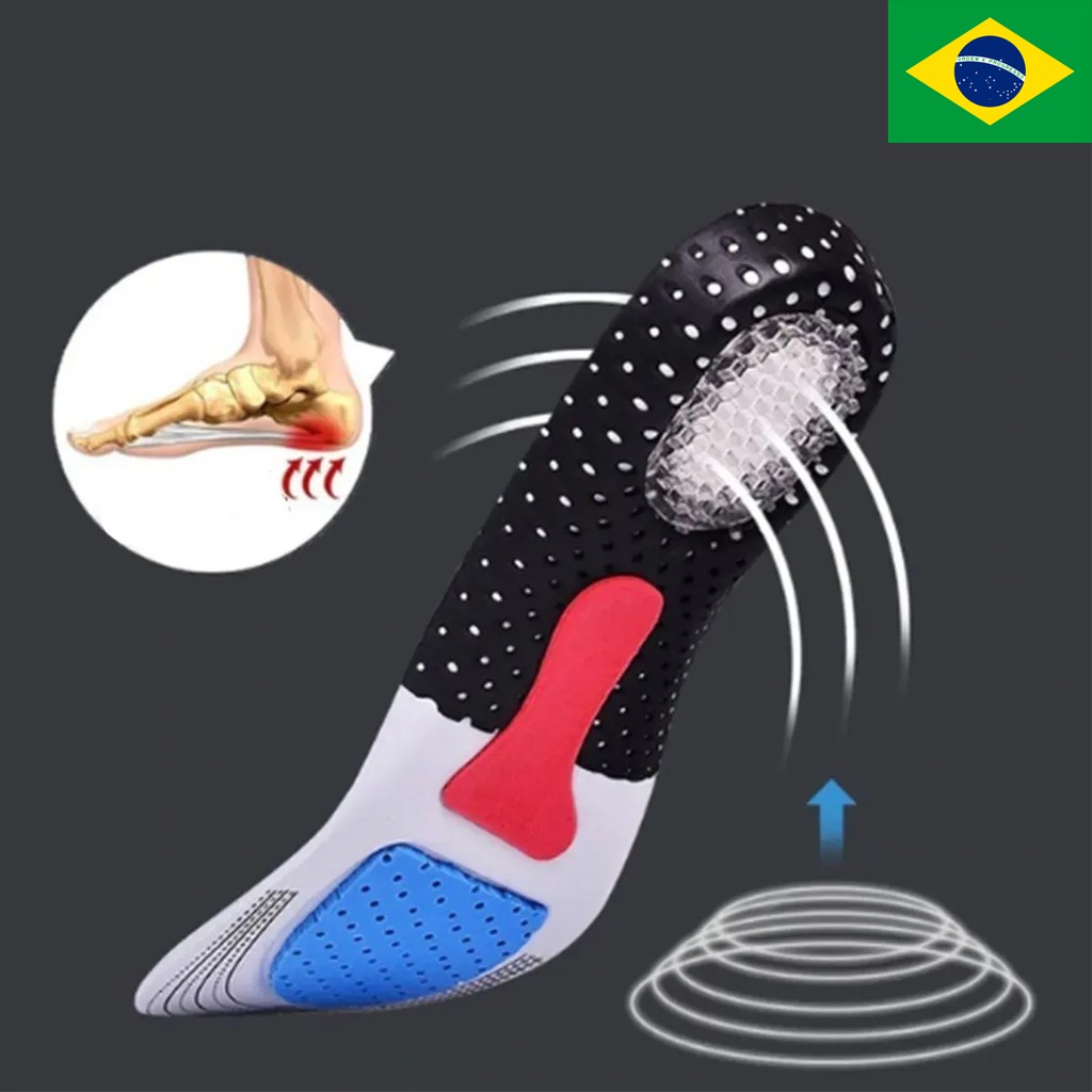 Palmilha Inteira Ortopédica Gel Esporão Fascite Plantar Confortável ...