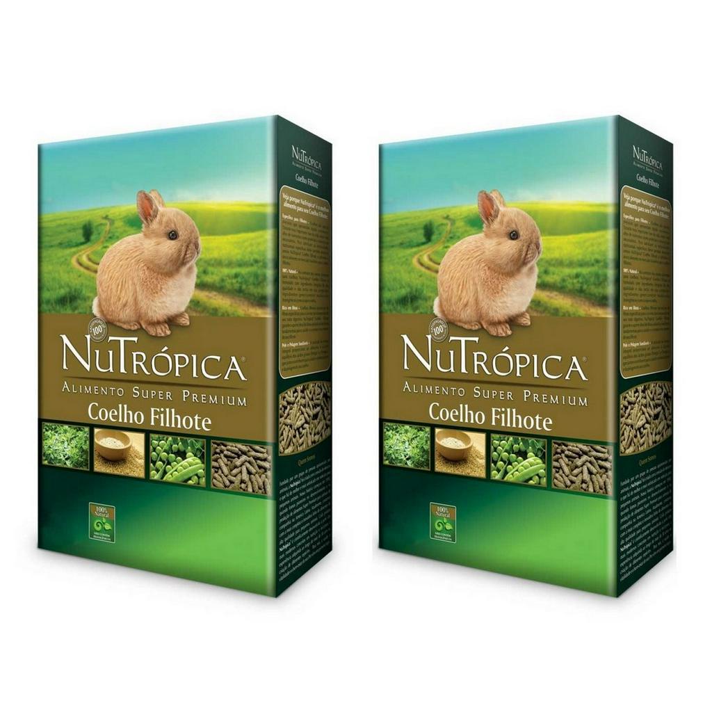 Kit 2 Unidades Ração Para Coelhos Filhotes 500g NuTrópica