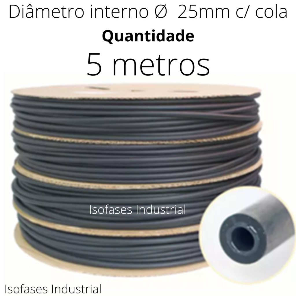 Tubo termo retrátil com cola interna diâmetro 25mm e retrai até 8mm. Tubo espaguete 1 Polegada para isolação e revestime