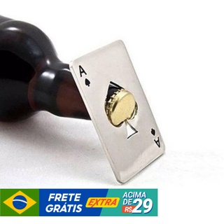 Abridor de garrafa formato carta de baralho de aço inox