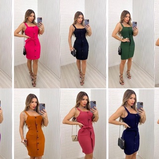 Vestido de bengaline com cinto ja na peça sem bojo