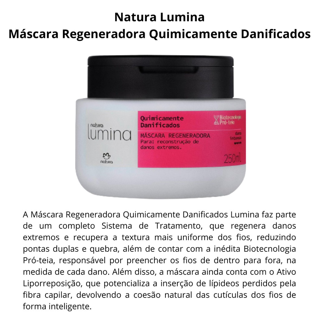 Máscara Regeneradora Quimicamente Danificados Lumina Natura | Shopee Brasil