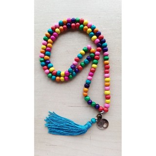 japamala 108 contas de madeira colorida e meru pedra olho de tigre em Oferta na Shopee