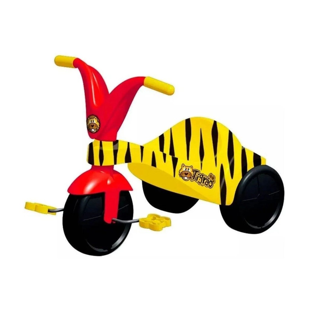 Triciclo Infantil Velotrol Motoca Tigrão Amarelo e Vermelho Xalingo