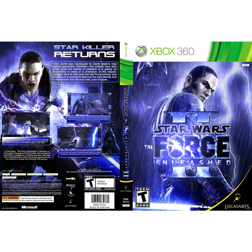 Star Wars The Force Unleashed 2 P/ XBOX360 (LTU/LT/JTAG/RGH)