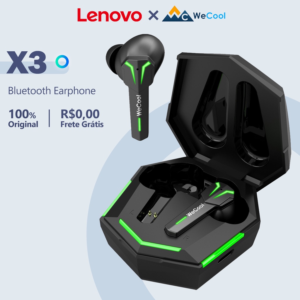 Fone de ouvido Bluetooth Lenovo x WeCool Freesolo X3 sem fio