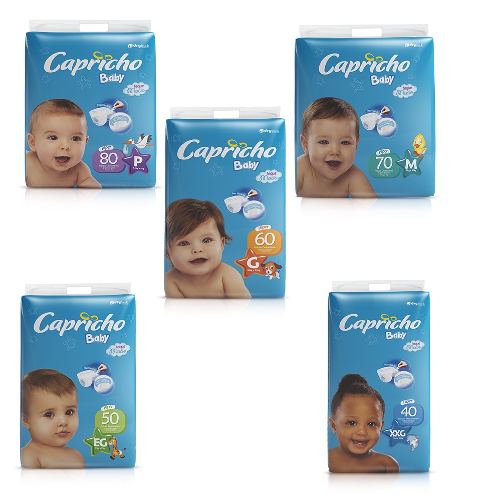 Fralda Descartável Capricho Baby Toque Macio Todos Tamanhos