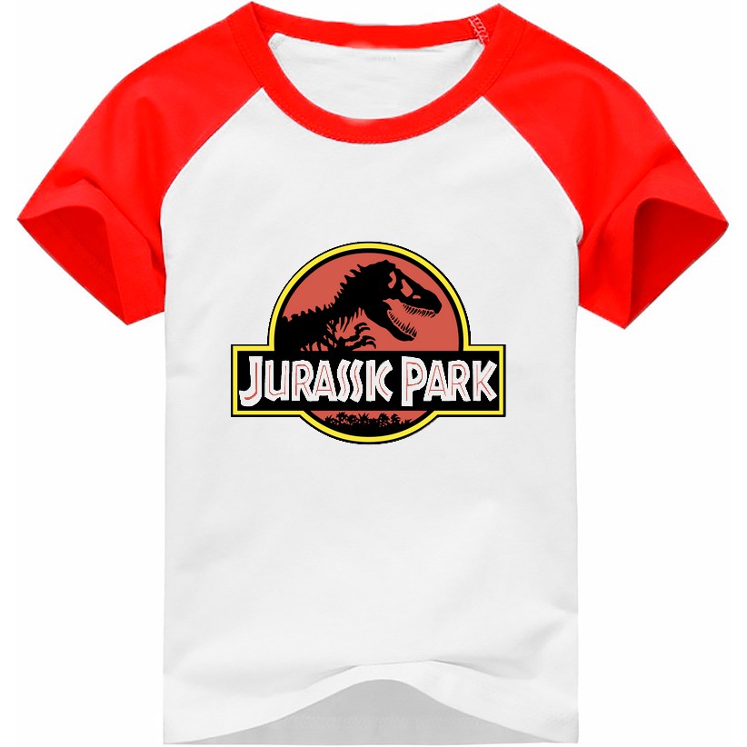 Camiseta Jurassic Park Infantil Dinossauro Manga Vermelha Produto No Brasil Shopee Brasil - camiseta infantil boneco roblox logo
