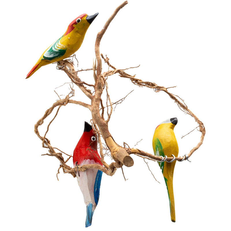 Raiz Com 3 Passarinhos Pendente Passaros Em Madeira Enfeite Para Casa E Jardim