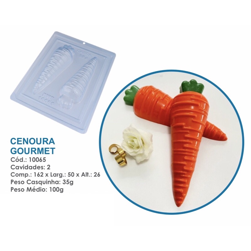 Forma "cenouras recheada" acetato com silicone cod. 10065 - 3 partes