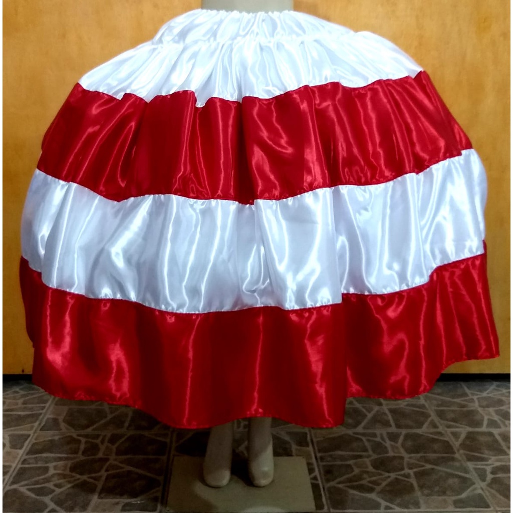 SAIA DE CETIM MULTICOLOR BRANCO E VERMELHO/ MALANDRA - UMBANDA E CANDOMBLÉ
