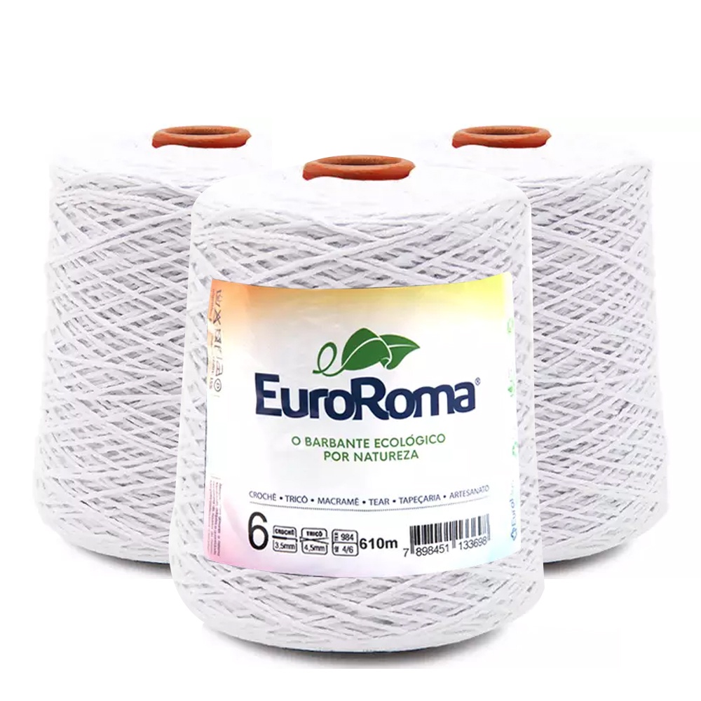 Barbante EuroRoma Colorido N.6 600g - Kit com 03 Unidades Artesanato Crochê Tricô