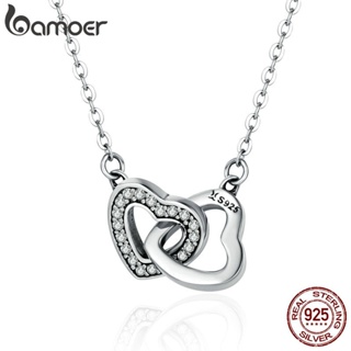 Colar Pingente Bamoer 925 Prata Esterlina Casal Coração Cn181 em Oferta na Shopee