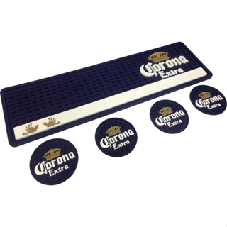Tapete Barmat Corona 50x15 + 4 Porta Copos emborrachados Para Mesa Bar Balcao Chopp Whisky Cerveja em Oferta na Shopee