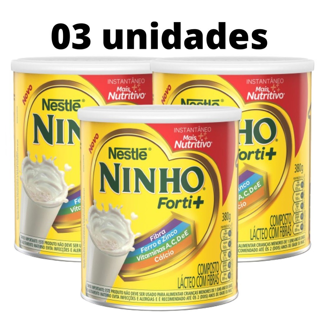 Leite em Pó Ninho Forti+ Lata 380g (03 unidades) | Shopee Brasil