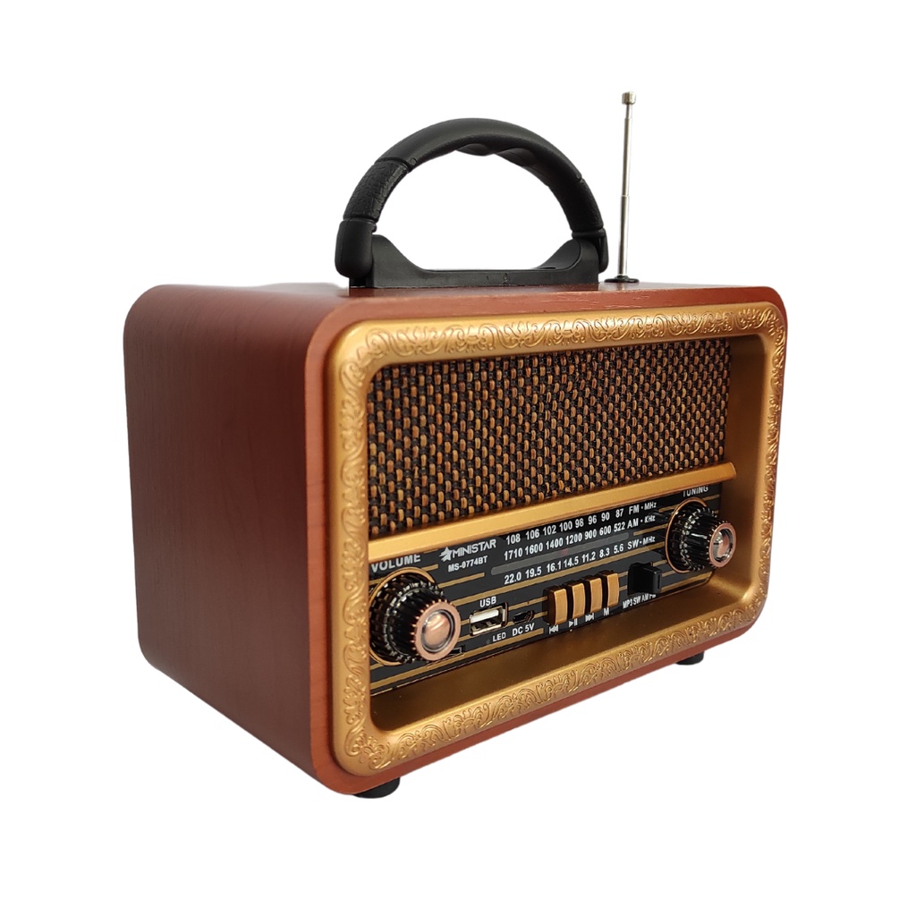 Radio Vintage Retro Bluetooth Bateria Am Fm Sw Usb Madeira Shopee Brasil