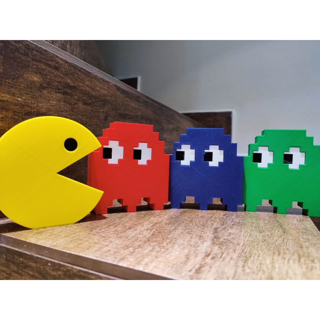 Kit Pac-man Decorativos Geek 4 Peças feita em 3D Presente Criativo Anos 80