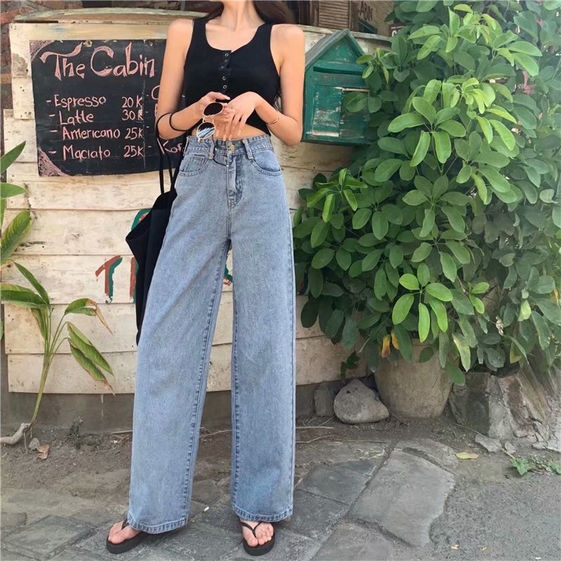 calça jeans larga feminina