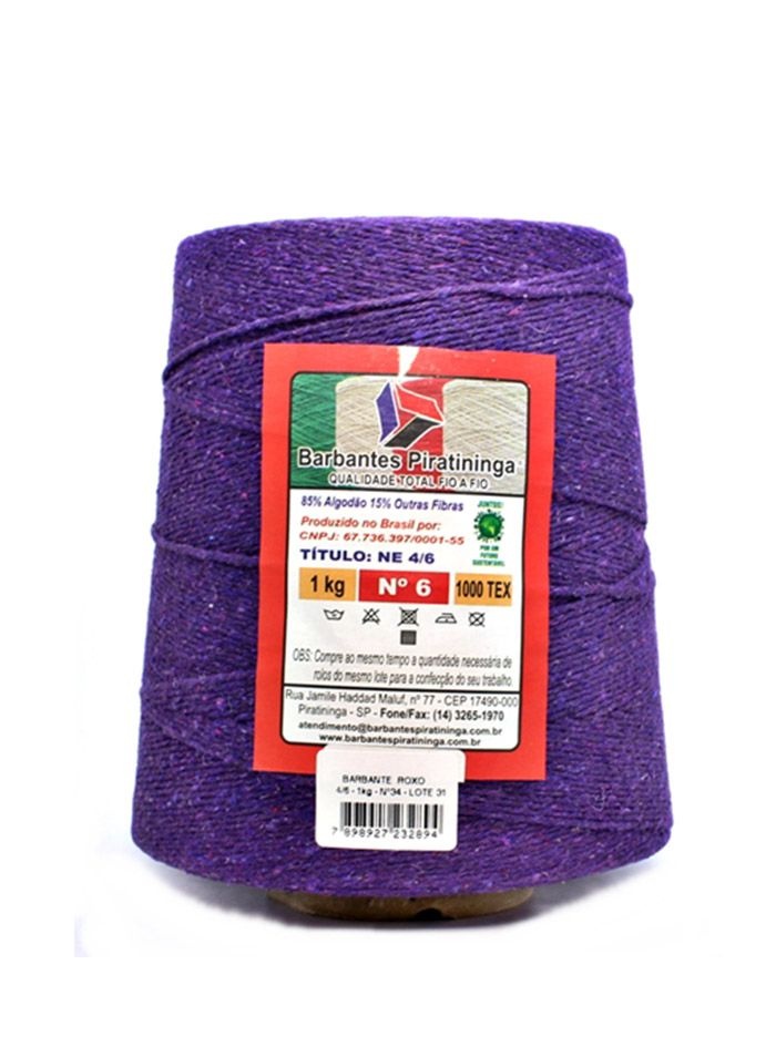 Barbante Piratininga 1Kg Número 6 Cor Roxo crochê tricô tear artesanato macramê amigurumi
