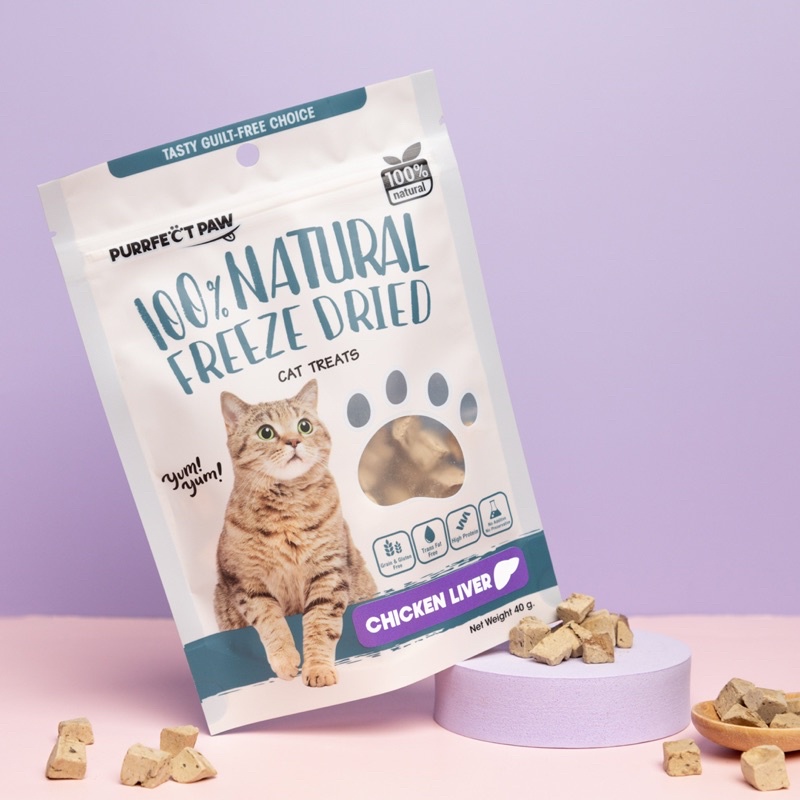 🐾 ขนมแมว ตับไก่ฟรีซดราย 100%(Purrfect Paw) ดีต่อสุขภาพ บำรุงขน ขนมแมวไม่เค็ม ขนมแมวฟรีซดราย Freeze dried แมว - ภาพที่ 4