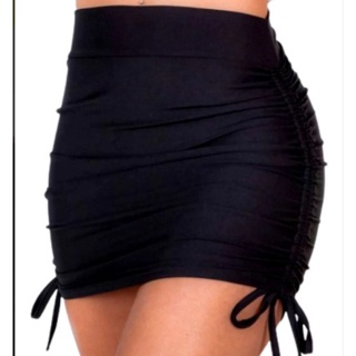 Saia Curta Feminina Franzida Na Lateral Ajustável Suplex moda gringa em Oferta na Shopee