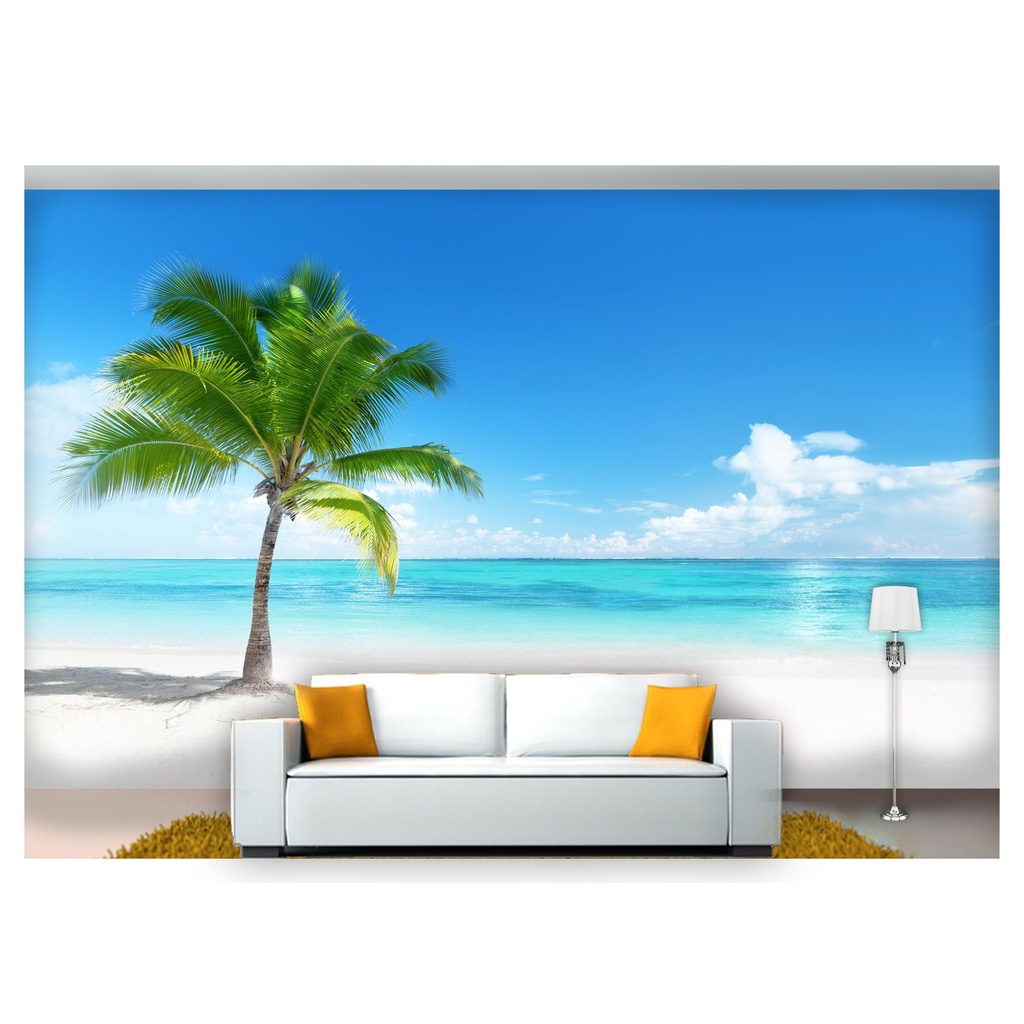 papel de parede Praia Mar Coqueiro céu 3D m² NPR227
