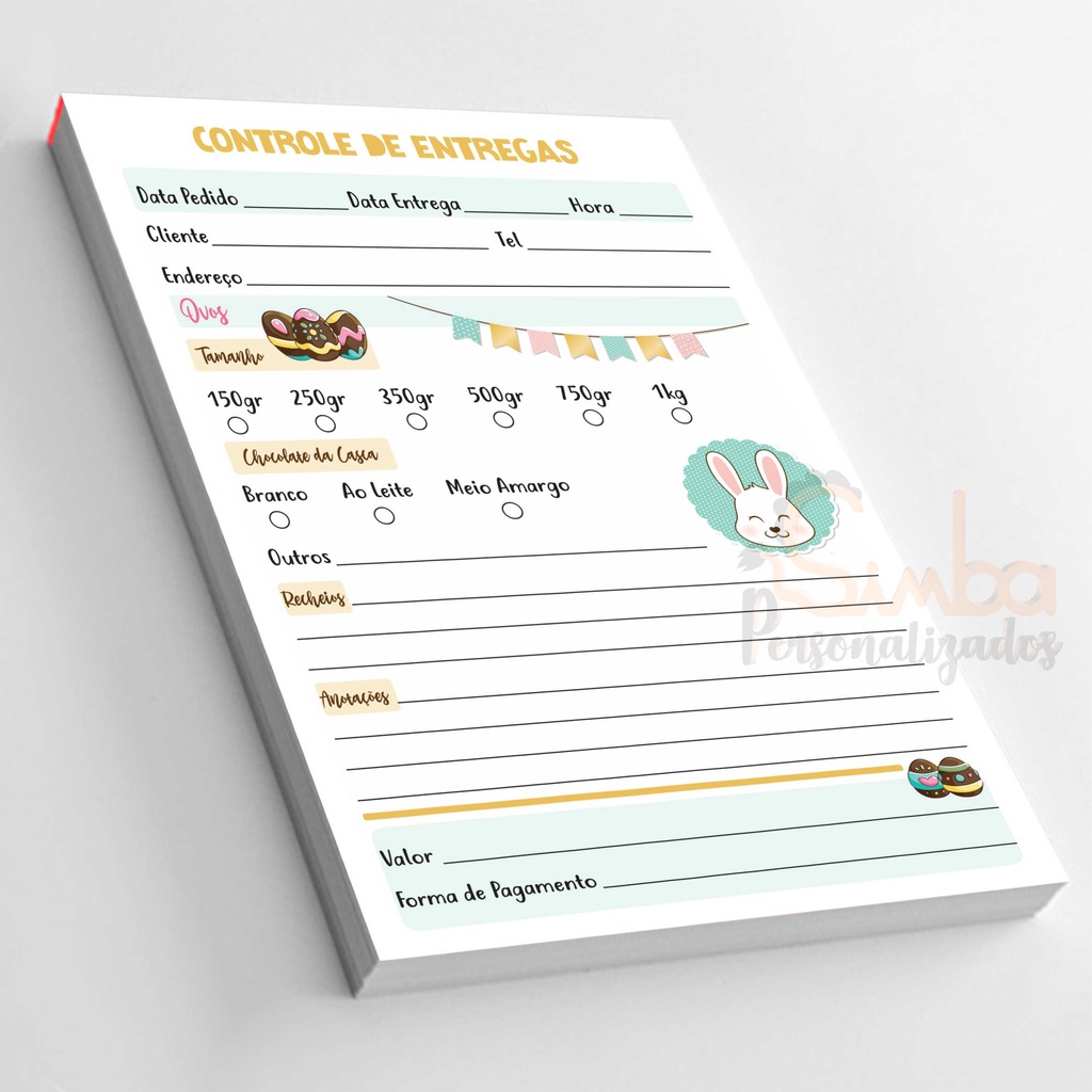 Talão de Pedidos Ovos de Páscoa - 100fls - 75g -10X14cm em Oferta na Shopee