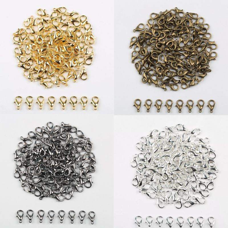 fecho lagosta para Bijuteria - artesanato - prata + dourado + grafite + ouro velho 10mm  100 peças em Oferta na Shopee