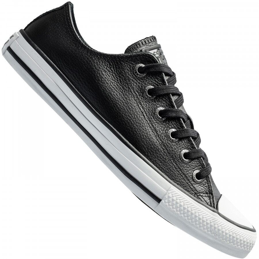 all star monochrome preto couro