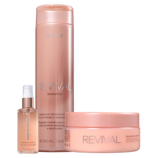 BRAÉ Revival Shampoo 250ml, Mascara e Gorgeous Shine Oil