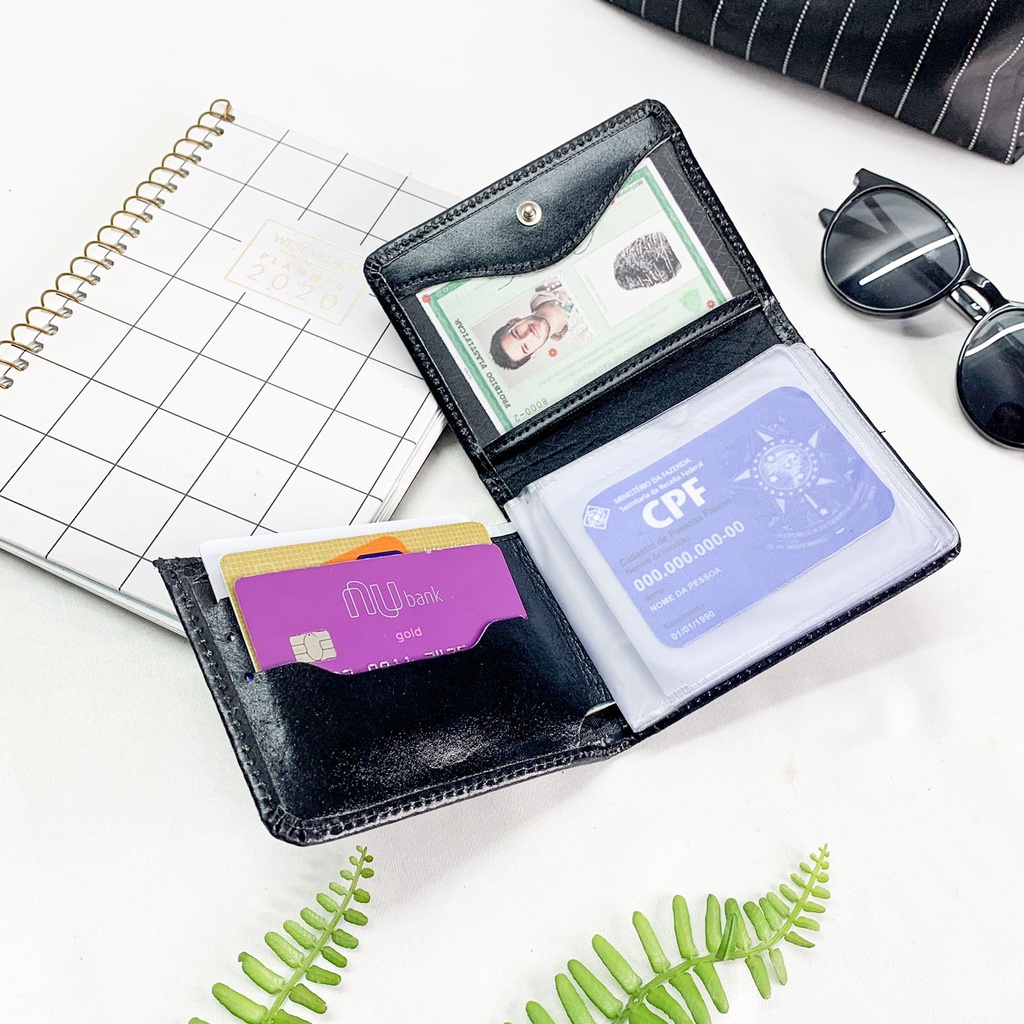 Carteira Masculina De Couro Modelo em L Porta Documentos Vinicius