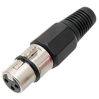 Conector Plug Canon Femea XLR 3 Pinos Corpo Preto Profissional