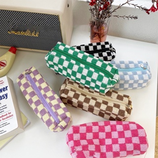 Saco De Lápis Padrão De Malha INS Coreano De Grande Capacidade Viagem Cosméticos em Oferta na Shopee